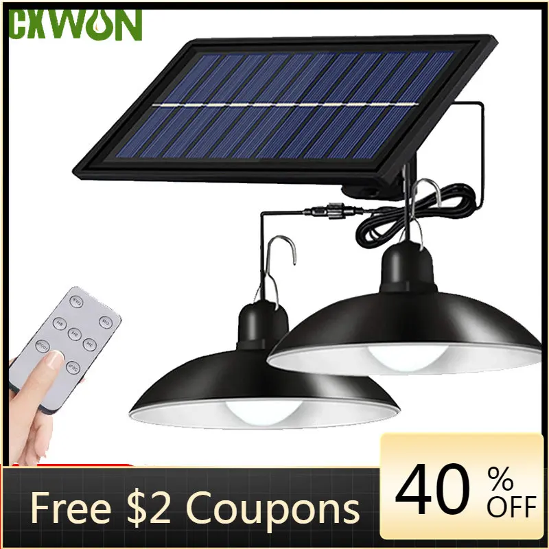 Smart Garden Sheds - Lampes solaires suspendues à Double tête,